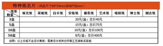 名片印刷价格